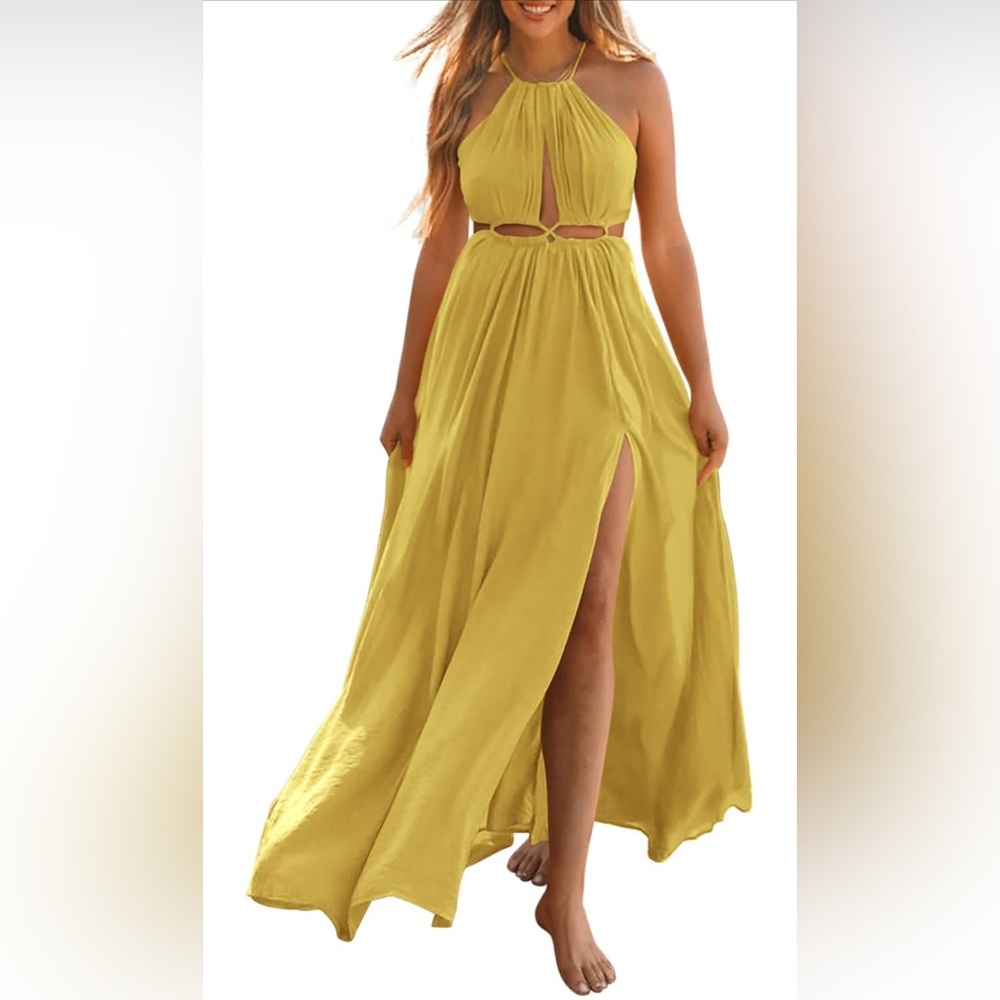 Yellow Maxi Dress with Slit